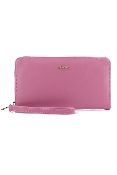 Getcho Efru Women's Pink Zippered Multi-Eye Wallet Large Size Wallet with Wristband Detail and Card Holder Compartment