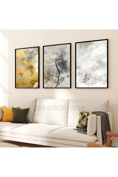 Dekorsiahome Set de pictură cu 3 piese cu ramă din lemn Sulupalet