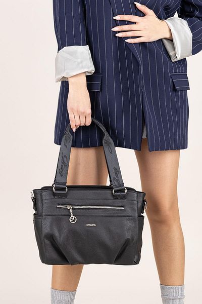 Getcho Juma Women's Black Medium Size Shoulder Bag – Zippered, Double Handle, Suitable for Daily and Office Use