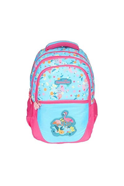 FATELLA GIRLS PATTERNED SCHOOL BACKPACK WITH MULTI COMPARTMENTS LUNCH BAG