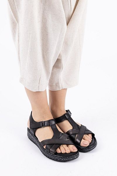 Getcho Edge Women's Genuine Leather Black Sandals