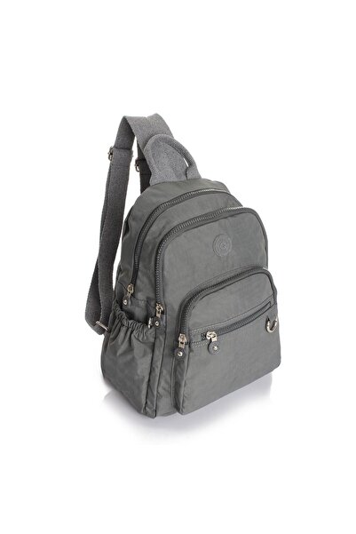 Getcho Nevva Women's Gray Crinkle Fabric Backpack – Waterproof, Multi-Compartment – Stylish, Elegant Daily Bag