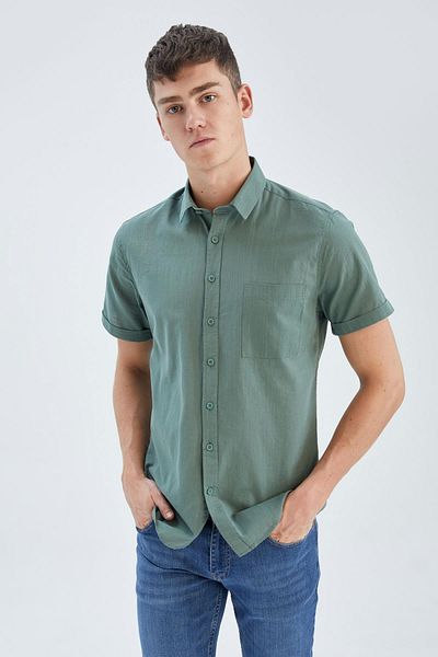 DeFacto Slim Fit Basic Short Sleeve 100% Cotton Shirt R1706az23sm