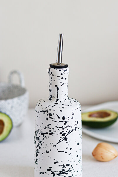 Beige & Stone Spotted Ceramic Olive Oil And Liquid Bottle