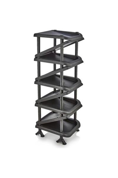 5DM 5 Katlı Zikzak Ayakkabılık Plastik Siyah