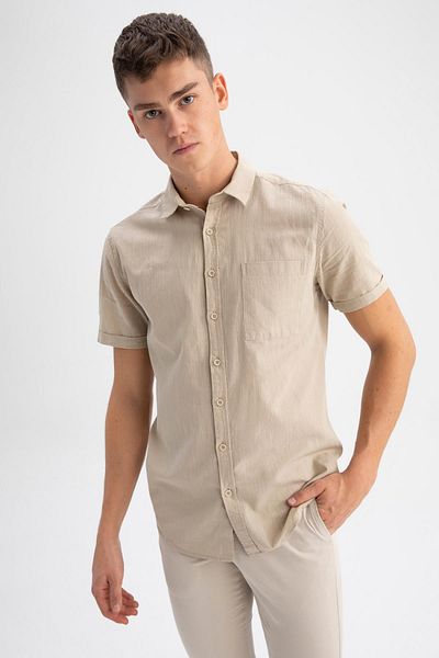 DeFacto Slim Fit Basic κοντό μανίκι 100% βαμβακερό πουκάμισο R1706az23sm