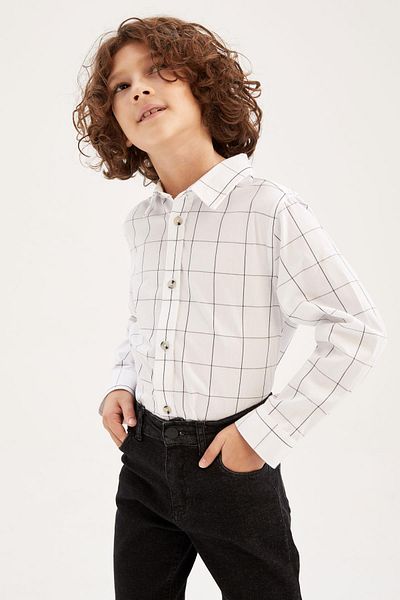 DeFacto Boy's Regular Fit Poplin Long Sleeve Shirt Z2658a622wn