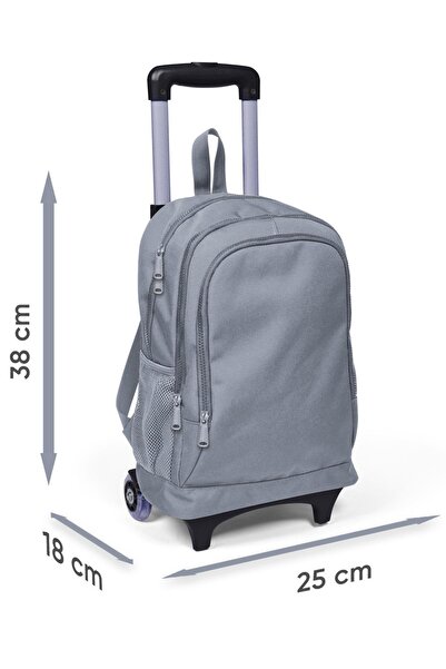 Coral High Kids Gray Nefti Anime Motorcycle Patterned Three Compartment School Backpack with Squeegee 23964