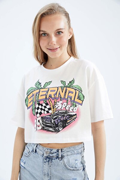 DeFacto Cool Oversize Fit Tričko s potištěným krátkým rukávem 100% bavlna Z2177az23sm