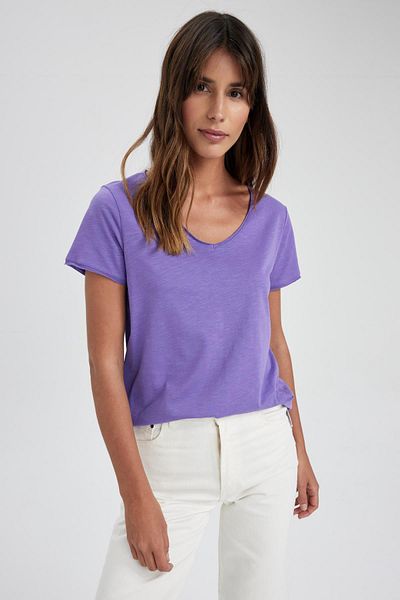 DeFacto Regular Fit V-Neck Short Sleeve 100 Cotton T-Shirt K1507az23sm