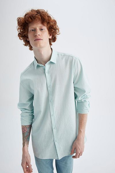 DeFacto Slim Fit Long Sleeve 100% Cotton Shirt R1680az23sp