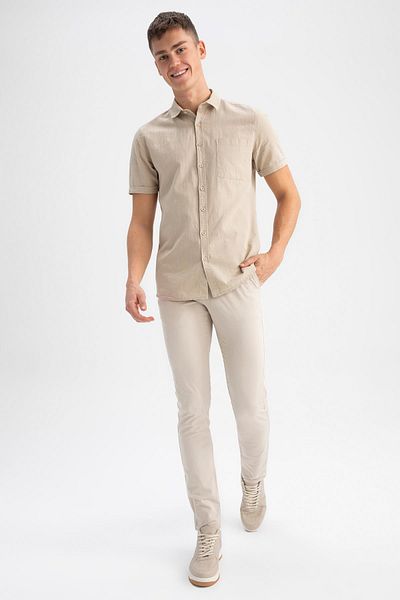 DeFacto Slim Fit Basic κοντό μανίκι 100% βαμβακερό πουκάμισο R1706az23sm
