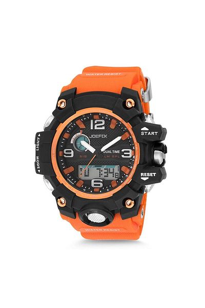 Joefox Men's Wristwatch Digital Waterproof with Orange Strap