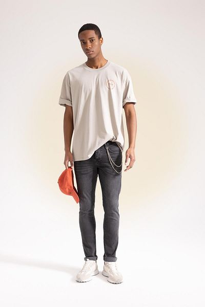 DeFacto Oversize Fit Crew Neck Back Printed Short Sleeve 100% Cotton T-shirt Z3088az23sp