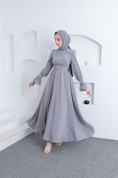 Aranlı tekstil NİL DRESS Ruffle Cuffed Waist Belted TESETURAL DRESS