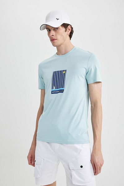 DeFacto Κοντομάνικο T-shirt Z5464az23sm Slim Fit Crew Neck με στάμπα