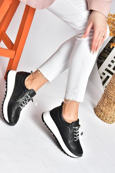 Fox Shoes P540009203 Μαύρα αθλητικά παπούτσια από γνήσιο δέρμα - Model440583