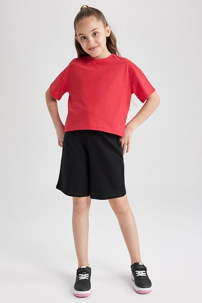 DeFacto Girl's Short Sleeve Red Basic T-Shirt Z5095A623Sm