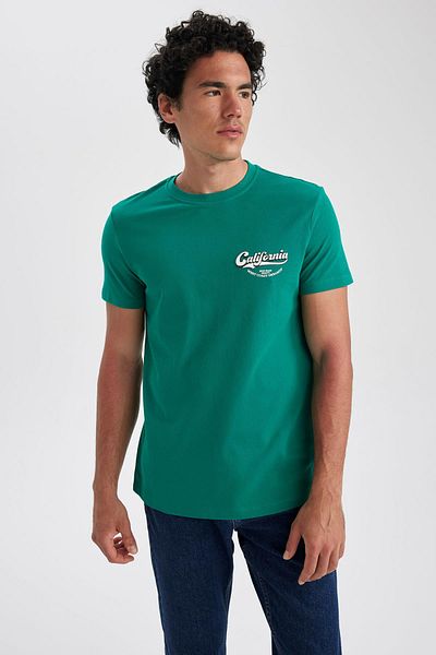 DeFacto Slim Fit Crew Neck Printed 100% βαμβακερό T-shirt Z5451az23sm