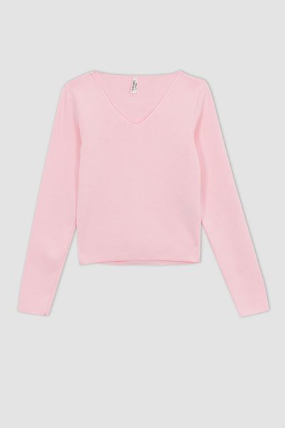 DeFacto Girl's Crop V-Neck Sweater Z4923a622wn