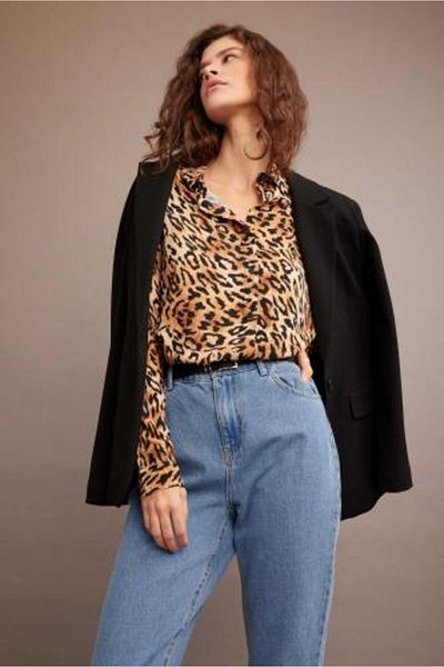DeFacto Regular Fit Long Sleeve Leopard Patterned Shirt I8266az23sp
