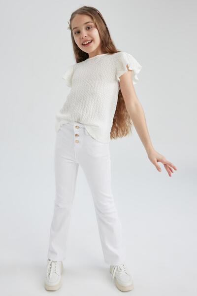 DeFacto Girl's Flare Leg Wide Leg Jean Trousers Y6869a623sm