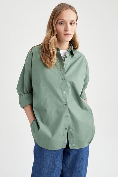 DeFacto Oversize Fit Poplin hosszú ujjú 100% pamut ing T8735az23sp