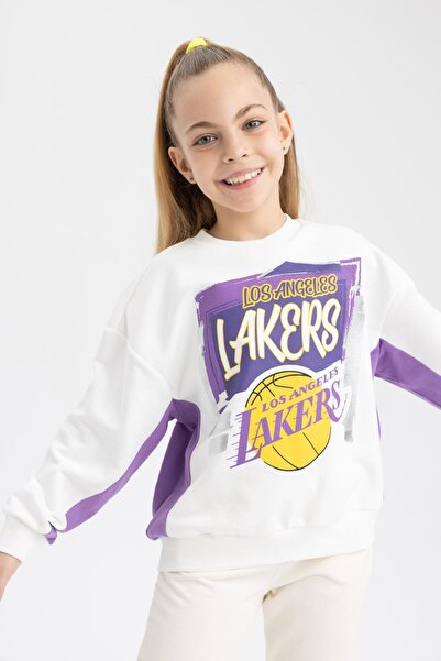 DeFacto Kız Çocuk Nba Los Angeles Lakers Regular Fit Bisiklet Yaka Sweatshirt Z4754a623sp