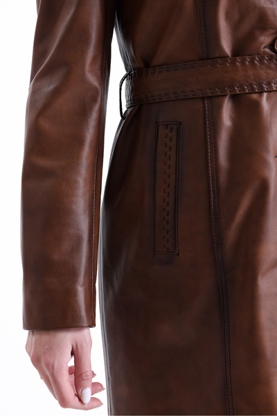 LİDYA DERİ Mia Real Leather Women's Trench Coat