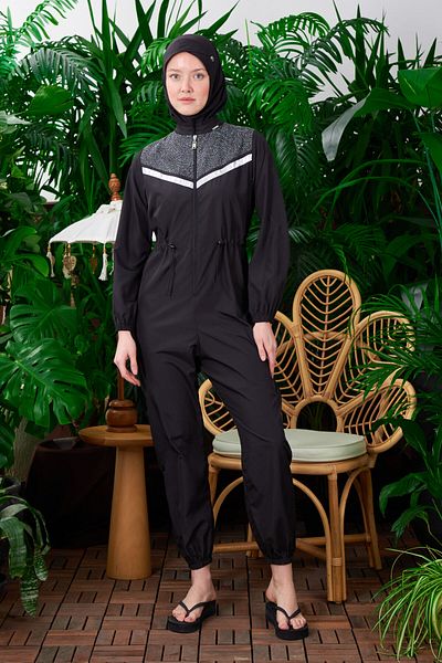 Moodbasic MOODBASIC PARACHUTE FABRIC INSIDE JUMPSUIT ZIPPERED VEST FAST DRY WOMEN'S TESETURE SWIMSUIT 36235