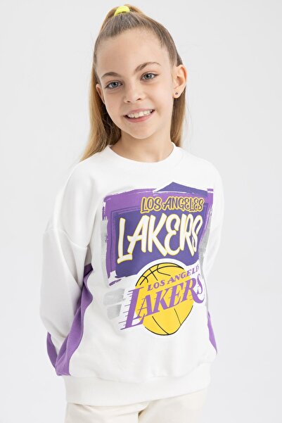 DeFacto Kız Çocuk Nba Los Angeles Lakers Regular Fit Bisiklet Yaka Sweatshirt Z4754a623sp