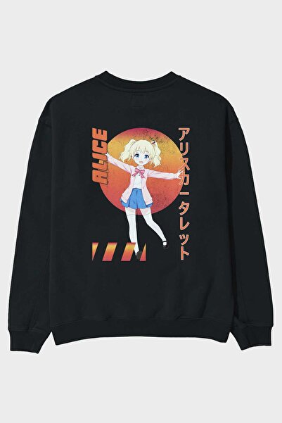 Ankhises Alice Cartelet 15 Аніме з принтом на спині Чорний оверсайз-светр Чол...