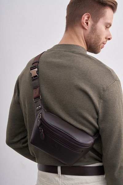 Eminsa Men's Brown Leather Side Shoulder Bag