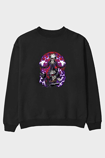 Ankhises BLACK CLOVER DEVIL UNION Anime Front Štampano Crna Oversize kroj Duk...