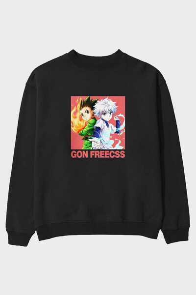 Ankhises Gon Freecss HUNTER X HUNTER 4 Anime Front Štampano Crna Oversize kro...