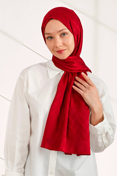 hijabchi شال جاكار حريري مستورد عالي الجودة - أحمر كلاريت