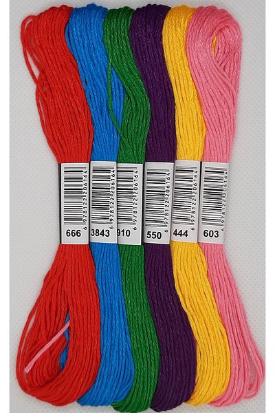 ALMİŞ 6 Pieces Cross Stitch 8 Yards 6 Layers Different Colors Cross Stitch Embroidery Rococo Floss - Multi-Color