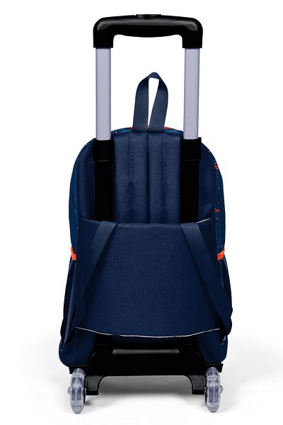 Coral High Rucsac de școală cu trei compartimente pentru copii, portocaliu, bleumarin, cu model de baschet, cu racletă 23966