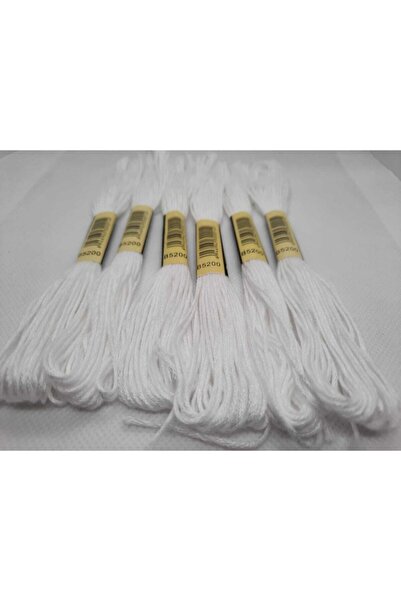 ALMİŞ 6 Adet Beyaz Muline Çapraz 8 Metre 6 Kat Farklı Renk Kanaviçe Nakış Rok...