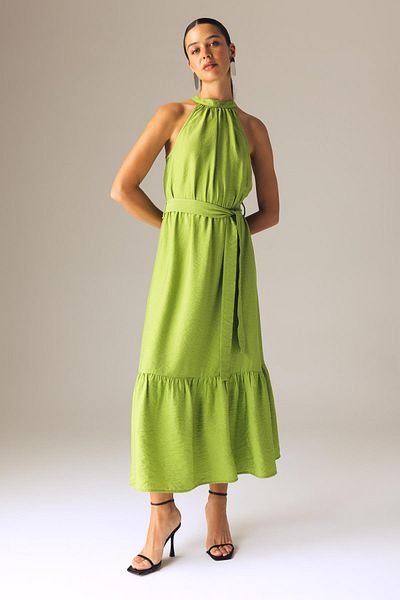DeFacto Cross Collar Linen Look Sleeveless Maxi Dress U7045az23sm