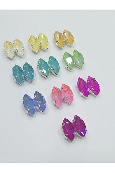 CRYSTALSHOP Piatră cu carcasă - Culori asortate - Mekik 7*15 mm (100 bucăți)