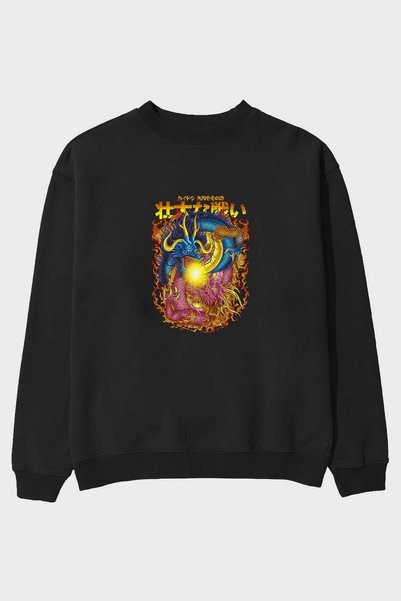 Ankhises ONE PIECE (4) Anime Front Štampano Crna Oversize kroj Dukserica Mušk...