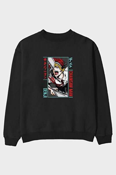 Ankhises Denji Chainsaw Man Аніме Переддрукований Чорний Оверсайз Світшот Чол...