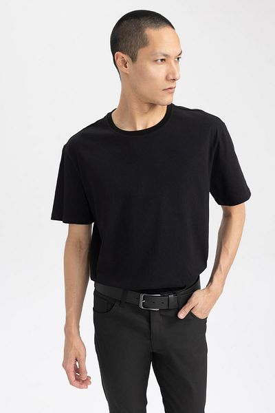 DeFacto Νέο Regular Fit Crew Neck κοντό μανίκι 100% βαμβακερό μπλουζάκι Z6860az23sm