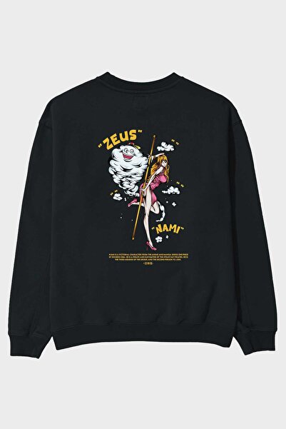 Ankhises Zeus Nami Anime з принтом на спині Чорний оверсайз-светр Чоловічий Ж...