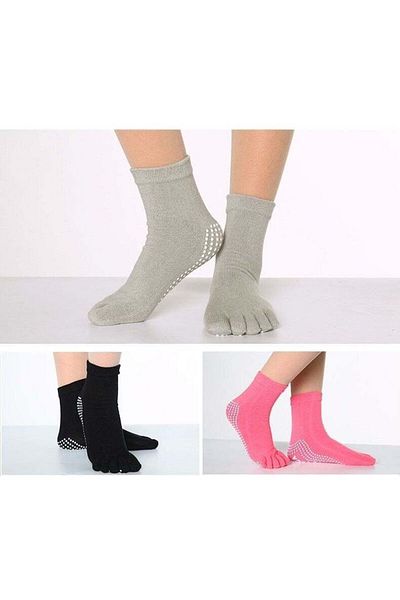 ALMİŞ 3 Ζεύγη Yoga&Pilates, Barre, Dance Socks-μαύρο-γκρι-ροζ