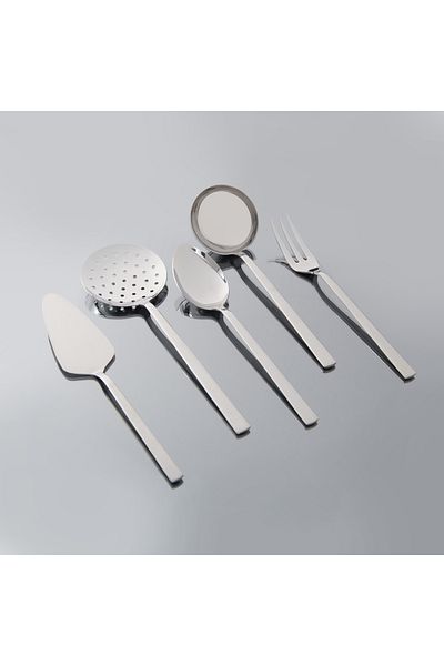 Nehir Gray Dalyan 5 Piece Steel Serving Set