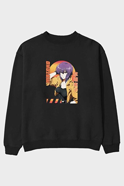 Ankhises Motoko Kusanagi 9 Anime Front Štampano Crna Oversize kroj Dukserica ...