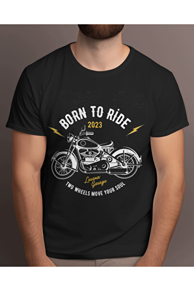 AEMİ Born To Ride-Biker Motorcycle Back Štampano Oversize kroj T-Shirt Unisex...