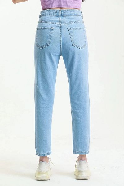 LİMABEL Evolution Ice Albastru deschis Nu se estompează Mom Jean Femei Iubita Pantaloni din denim cu talie înaltă Power Lycra
